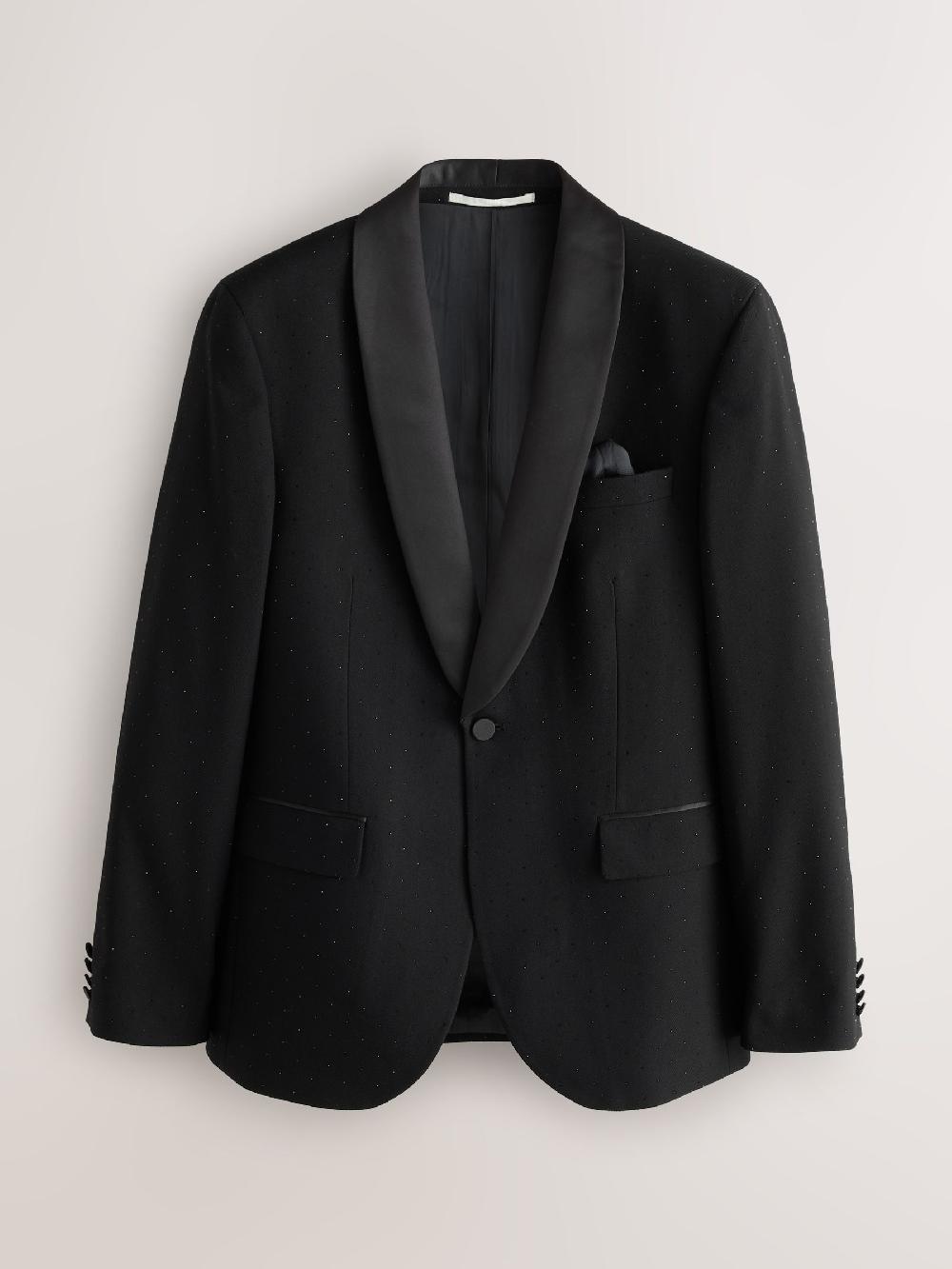 seraphine Black Slim Fit Sequin Tuxedo Suit Jacket