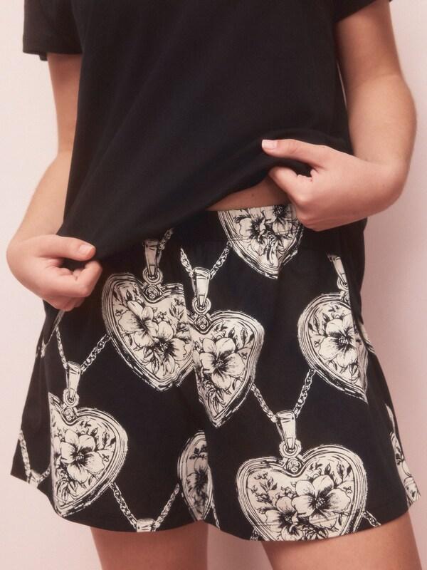 Seraphine Black/White Heart Short Pyjamas Set