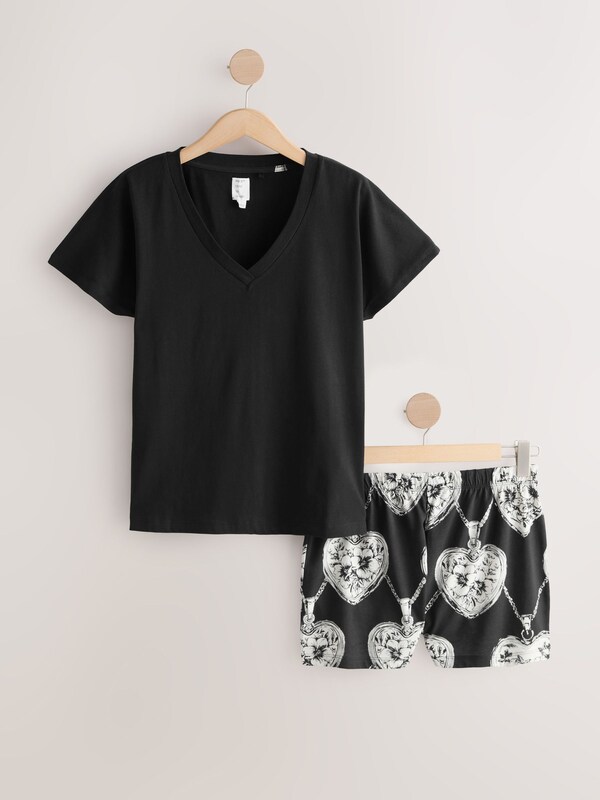 Seraphine Black/White Heart Short Pyjamas Set