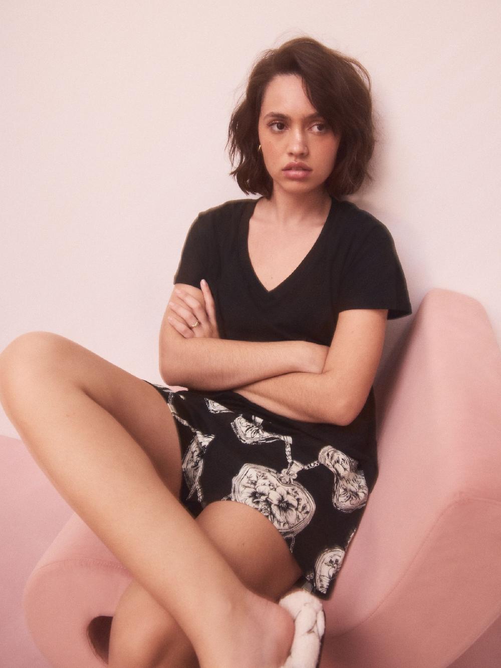 seraphine Black/White Heart Short Pyjamas Set