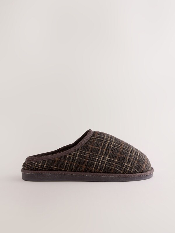 Seraphine Brown Check Mule Slippers