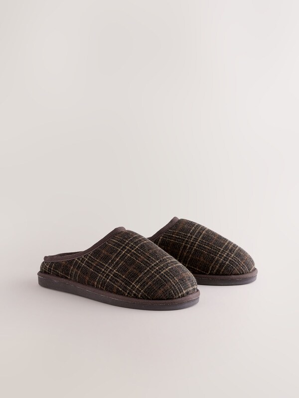 Seraphine Brown Check Mule Slippers
