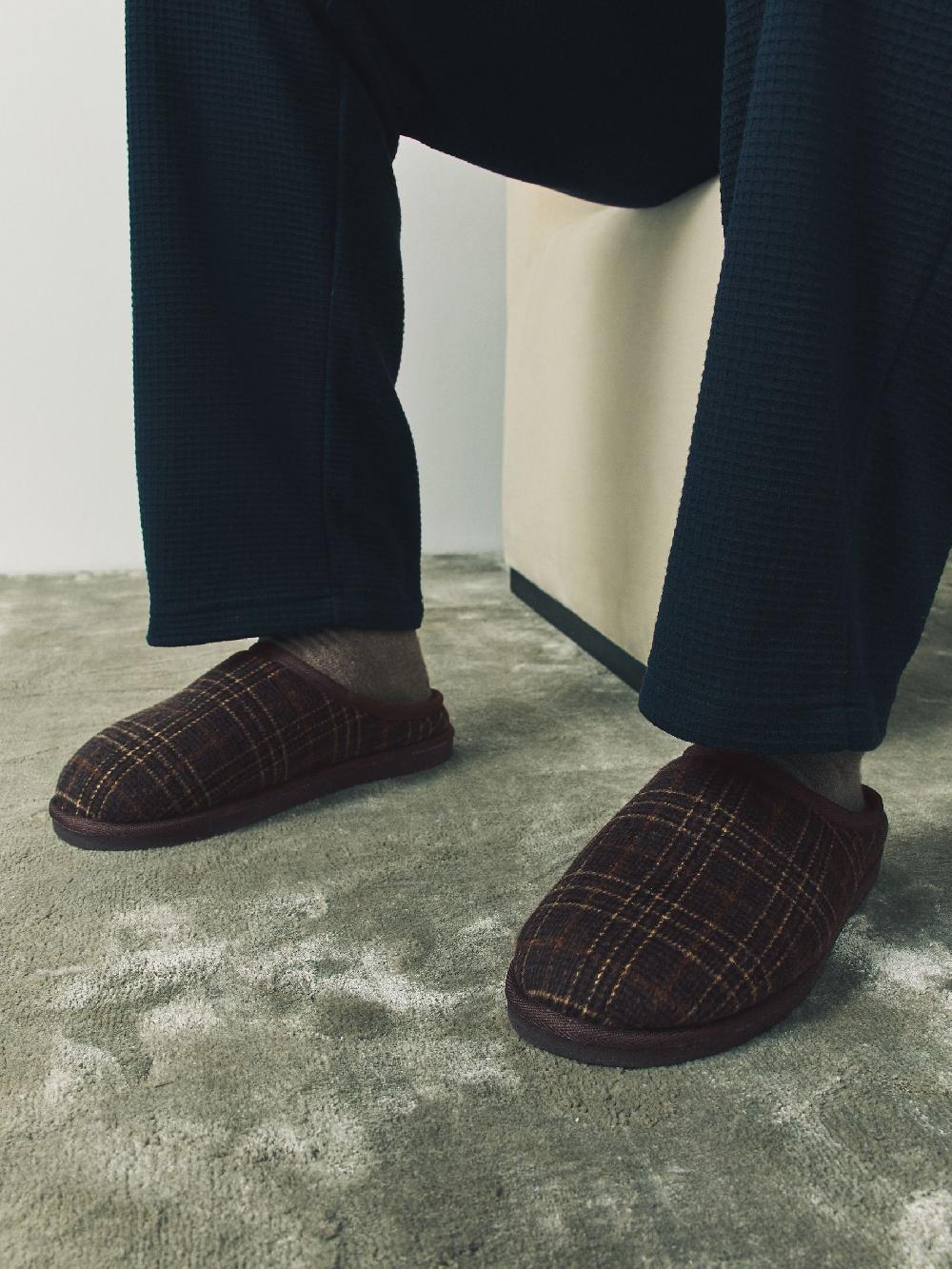 seraphine Brown Check Mule Slippers