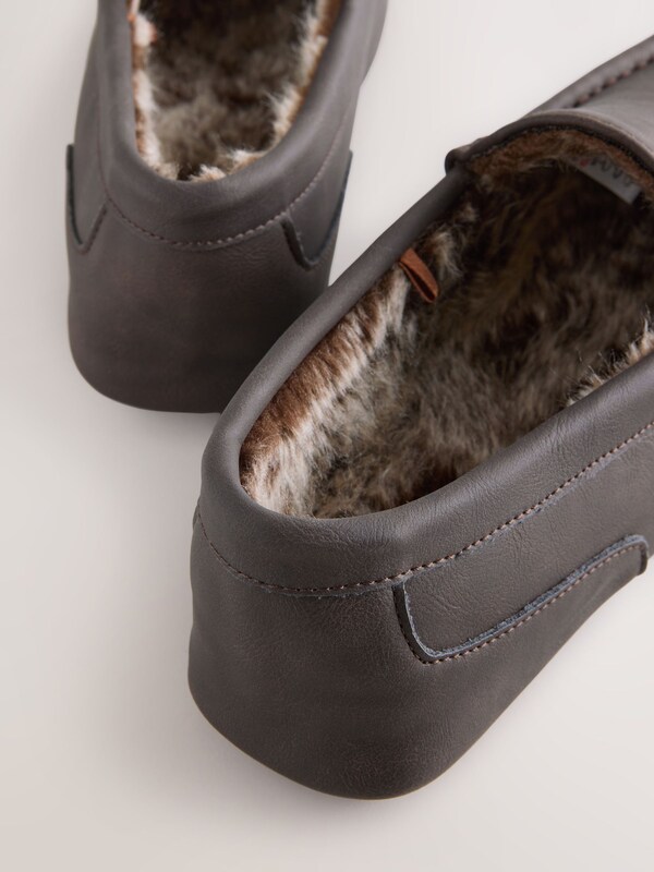 Seraphine Brown Faux Fur Lined Moccasin Slippers