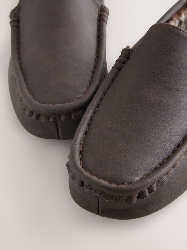 Seraphine Brown Faux Fur Lined Moccasin Slippers