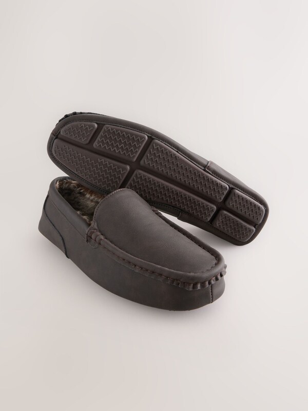 Seraphine Brown Faux Fur Lined Moccasin Slippers