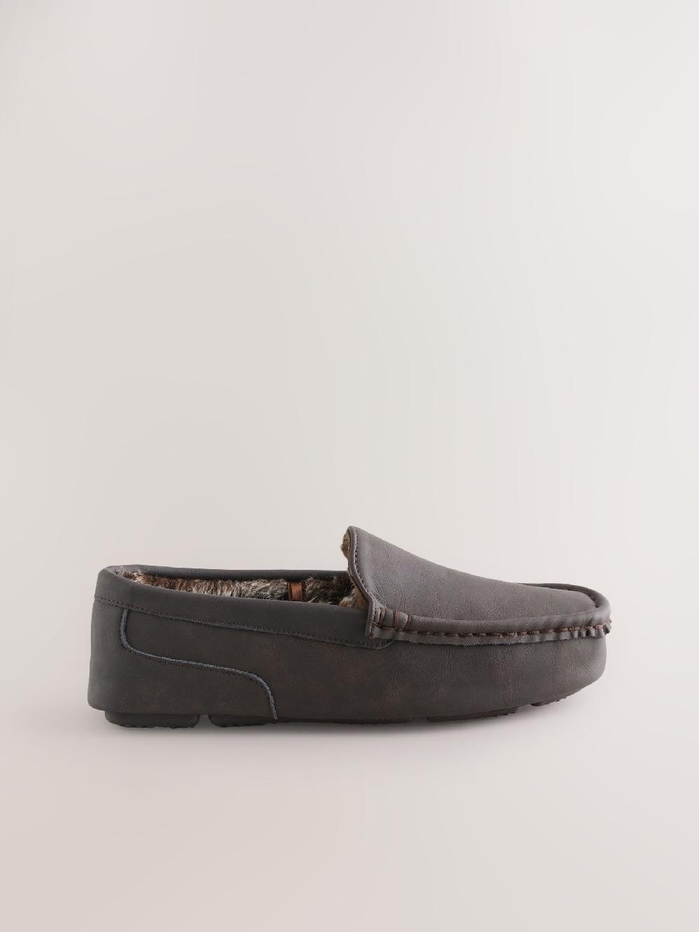 seraphine Brown Faux Fur Lined Moccasin Slippers