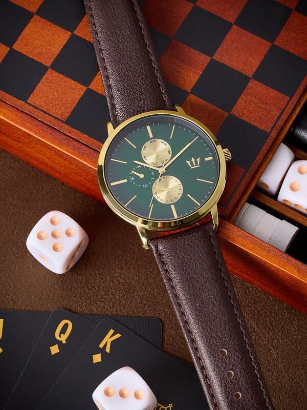 Seraphine Brown/Gold Vertical Dial Watch