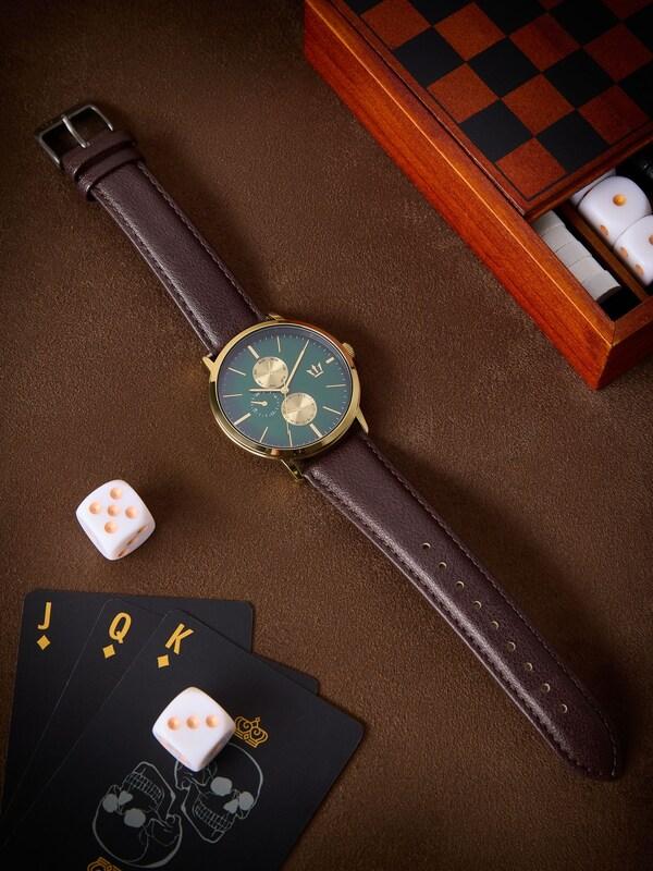 Seraphine Brown/Gold Vertical Dial Watch