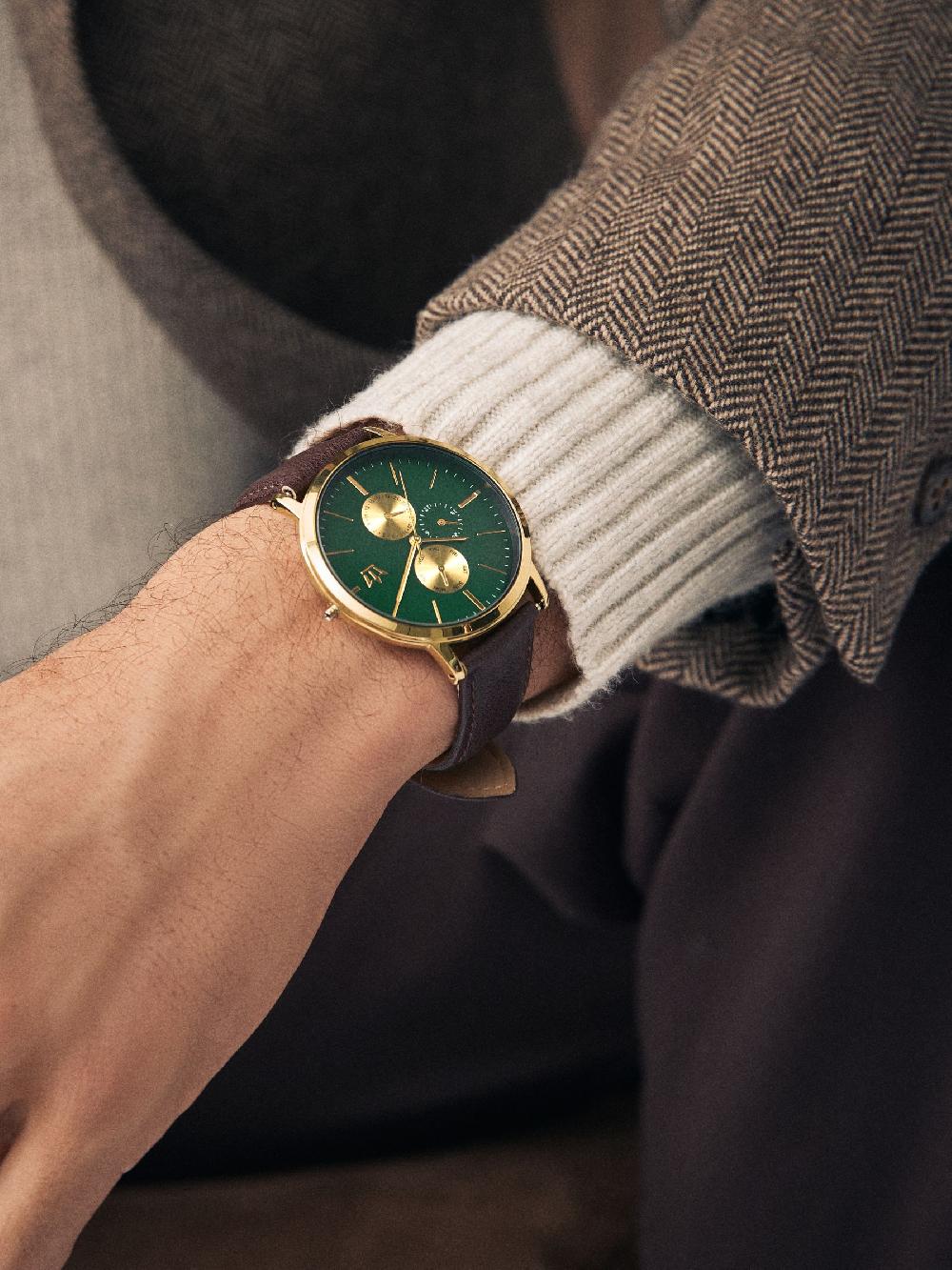 seraphine Brown/Gold Vertical Dial Watch