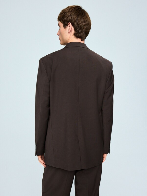 Seraphine Brown Loose Fit Wool Blend Suit Jacket