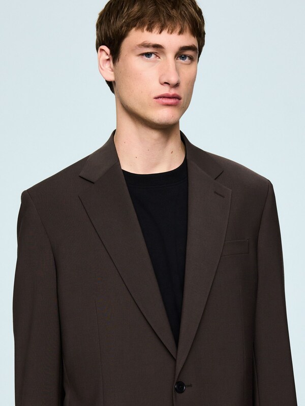 Seraphine Brown Loose Fit Wool Blend Suit Jacket