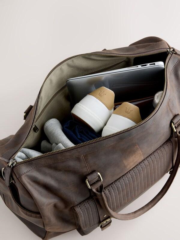 Seraphine Brown Oily Leather Weekend Holdall Bag