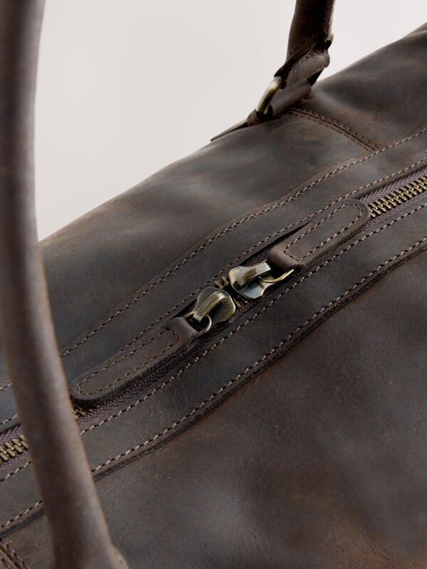 Seraphine Brown Oily Leather Weekend Holdall Bag
