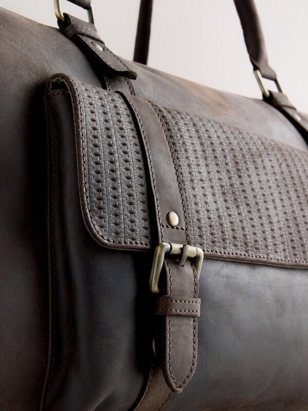 Seraphine Brown Oily Leather Weekend Holdall Bag