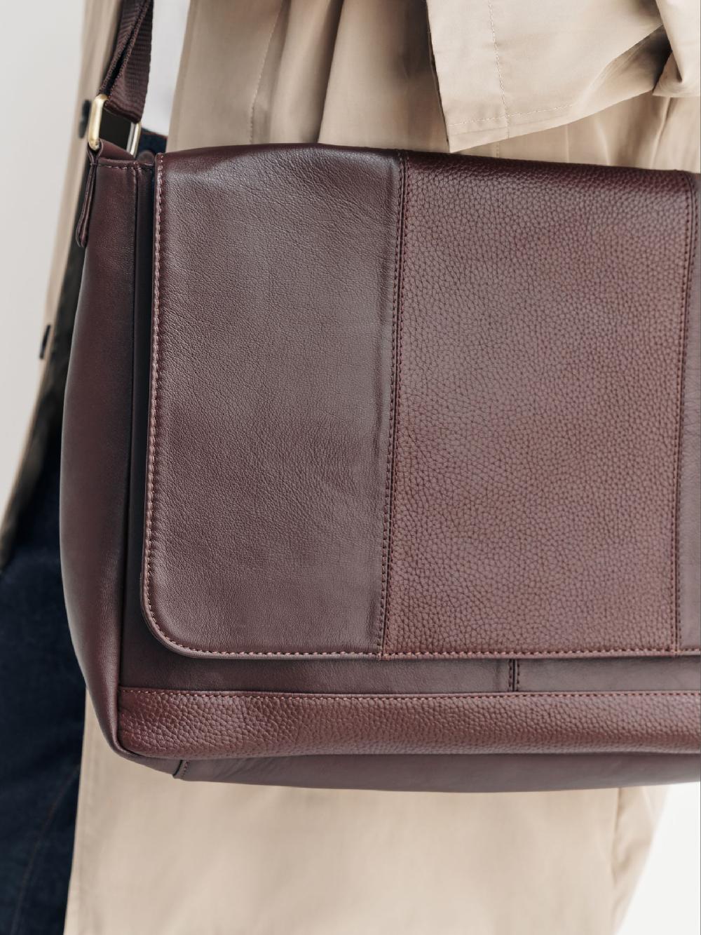 seraphine Brown Signature Leather Messenger Bag