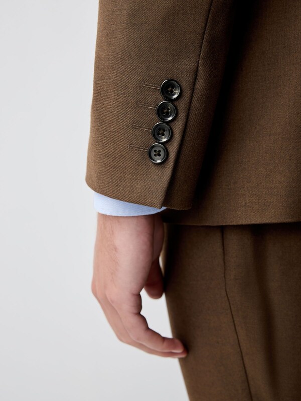 Seraphine Brown Slim Fit Flannel Suit Jacket