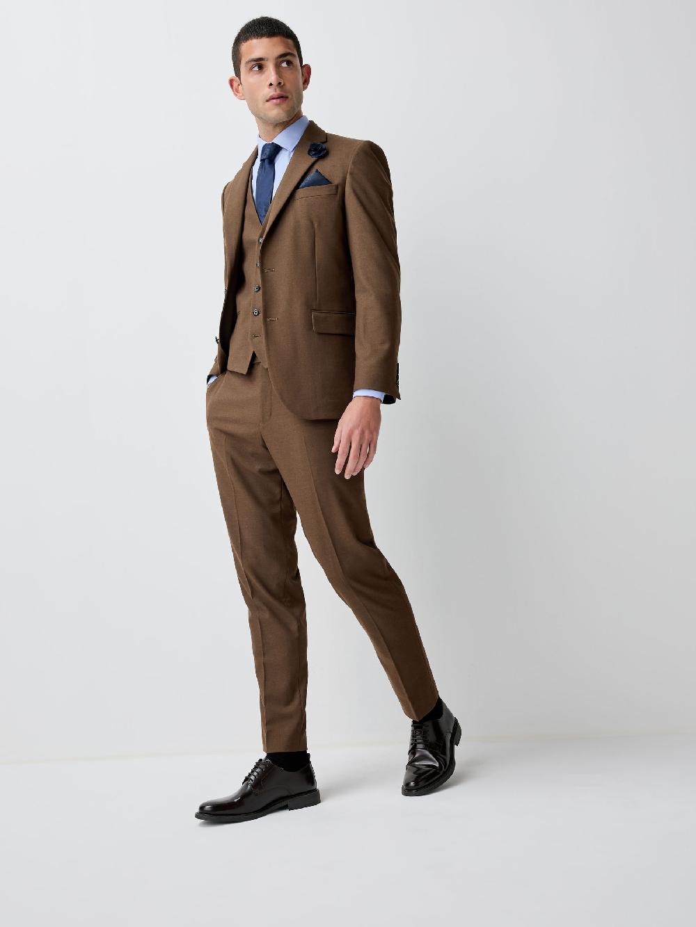 seraphine Brown Slim Fit Flannel Suit Jacket