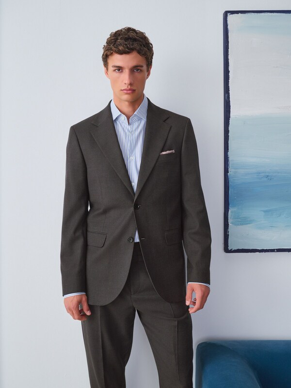 Seraphine Brown Slim Fit Wool Blend Suit Jacket