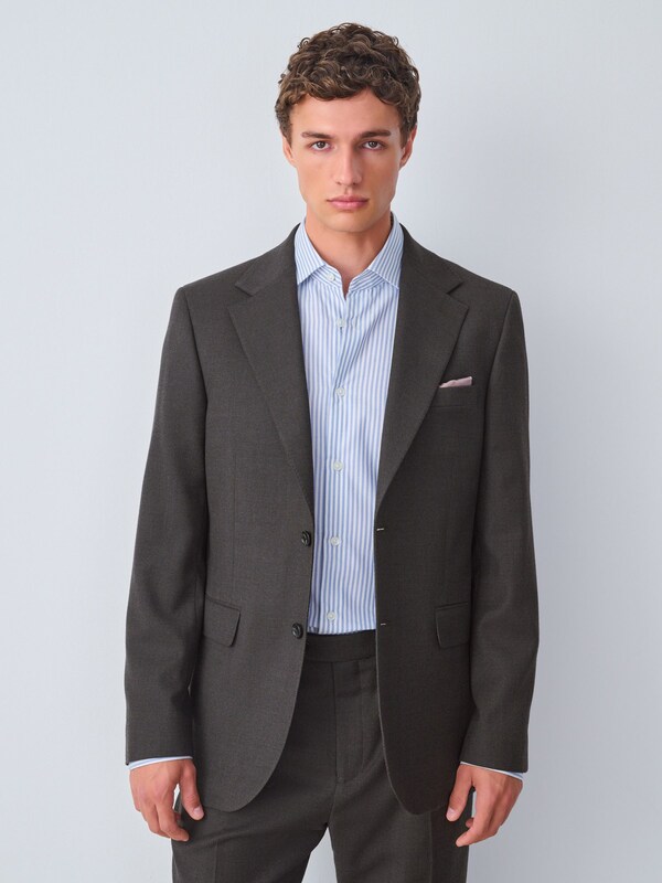 Seraphine Brown Slim Fit Wool Blend Suit Jacket