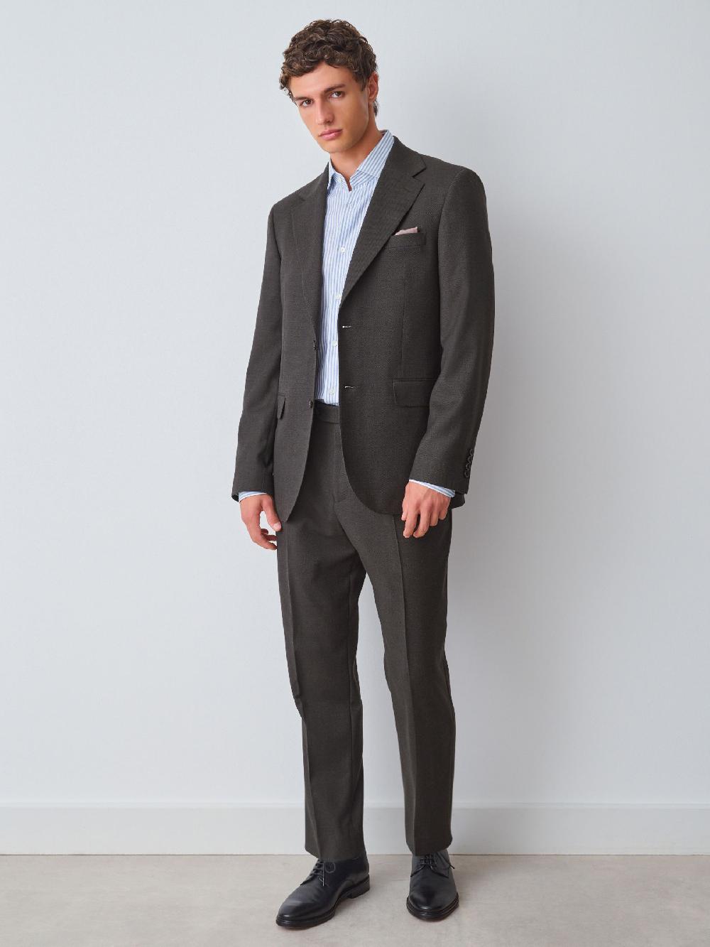 seraphine Brown Slim Fit Wool Blend Suit Jacket