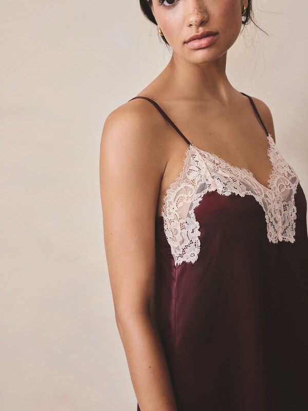 Seraphine Burgundy Red Lace Detail Satin Slip
