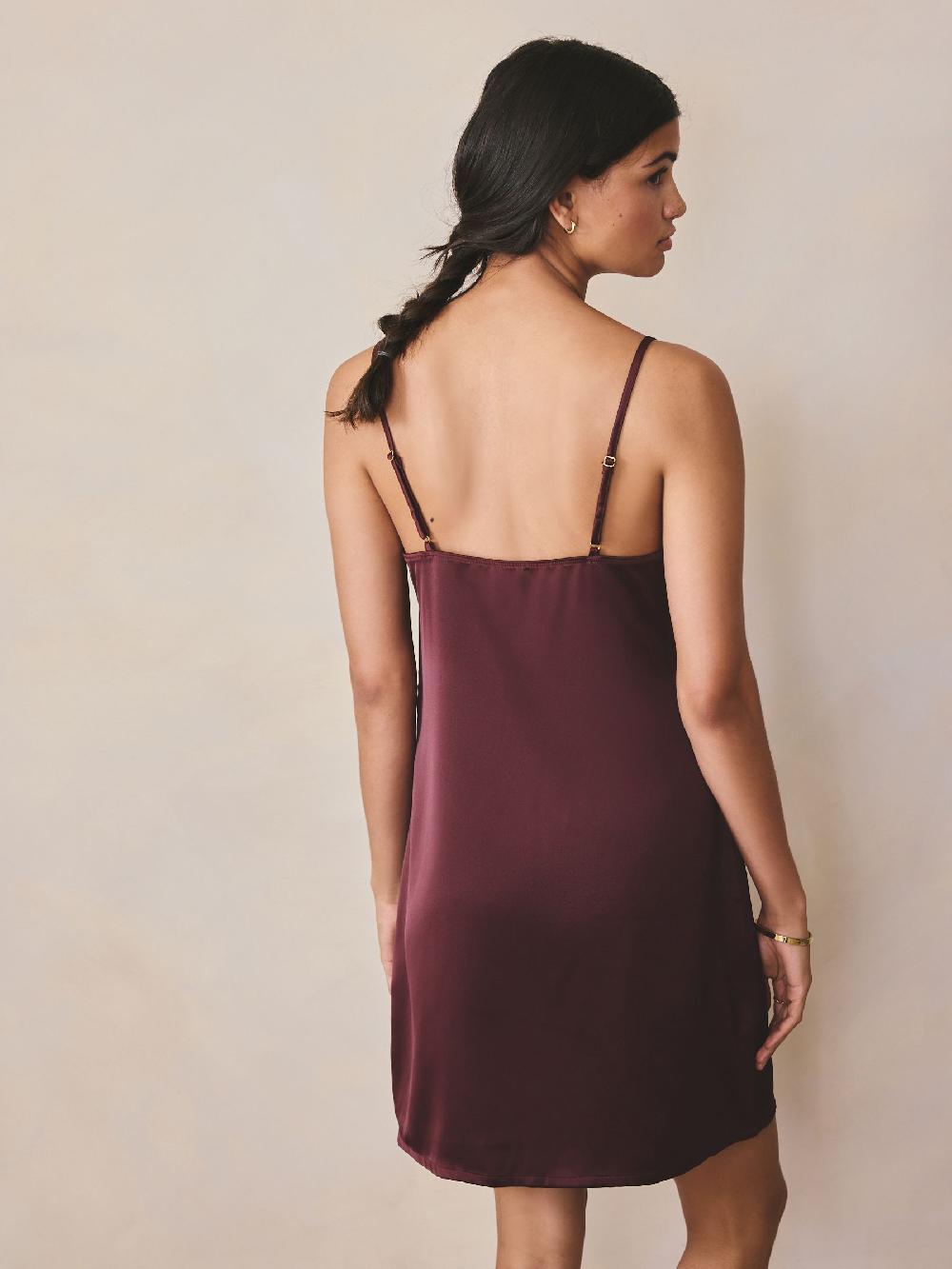 seraphine Burgundy Red Lace Detail Satin Slip