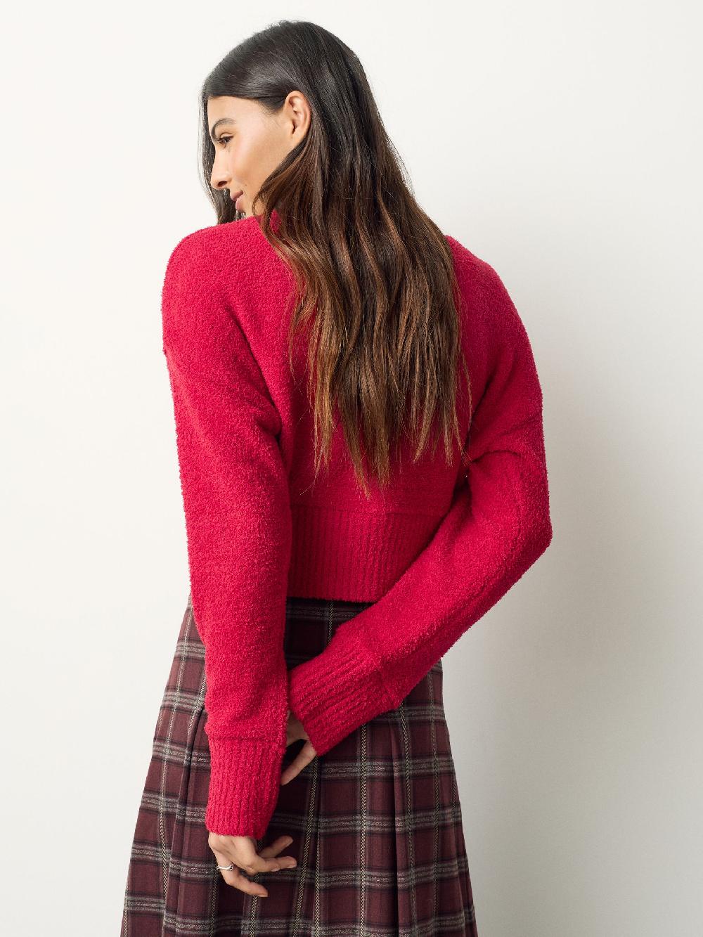 seraphine Cherry Red Cosy Button Up Cardigan
