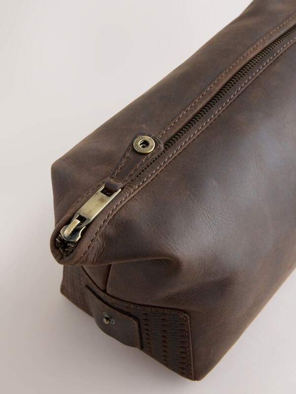 Seraphine Chocolate Brown Oily Leather Washbag