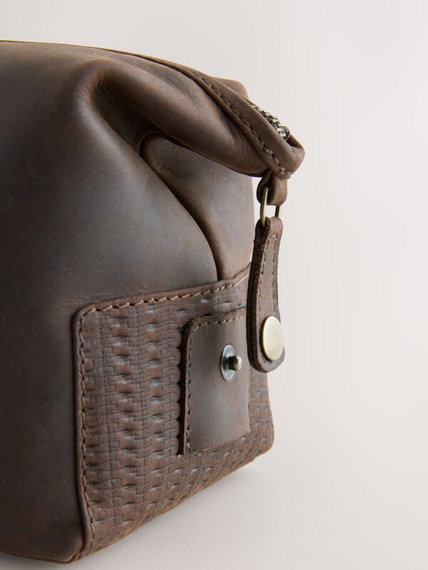 Seraphine Chocolate Brown Oily Leather Washbag