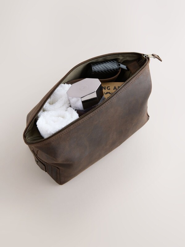 Seraphine Chocolate Brown Oily Leather Washbag