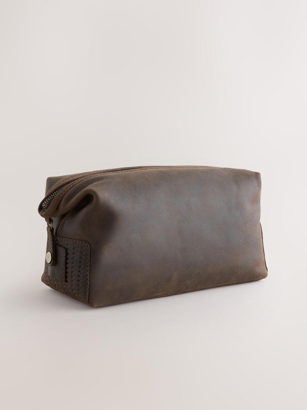 seraphine Chocolate Brown Oily Leather Washbag