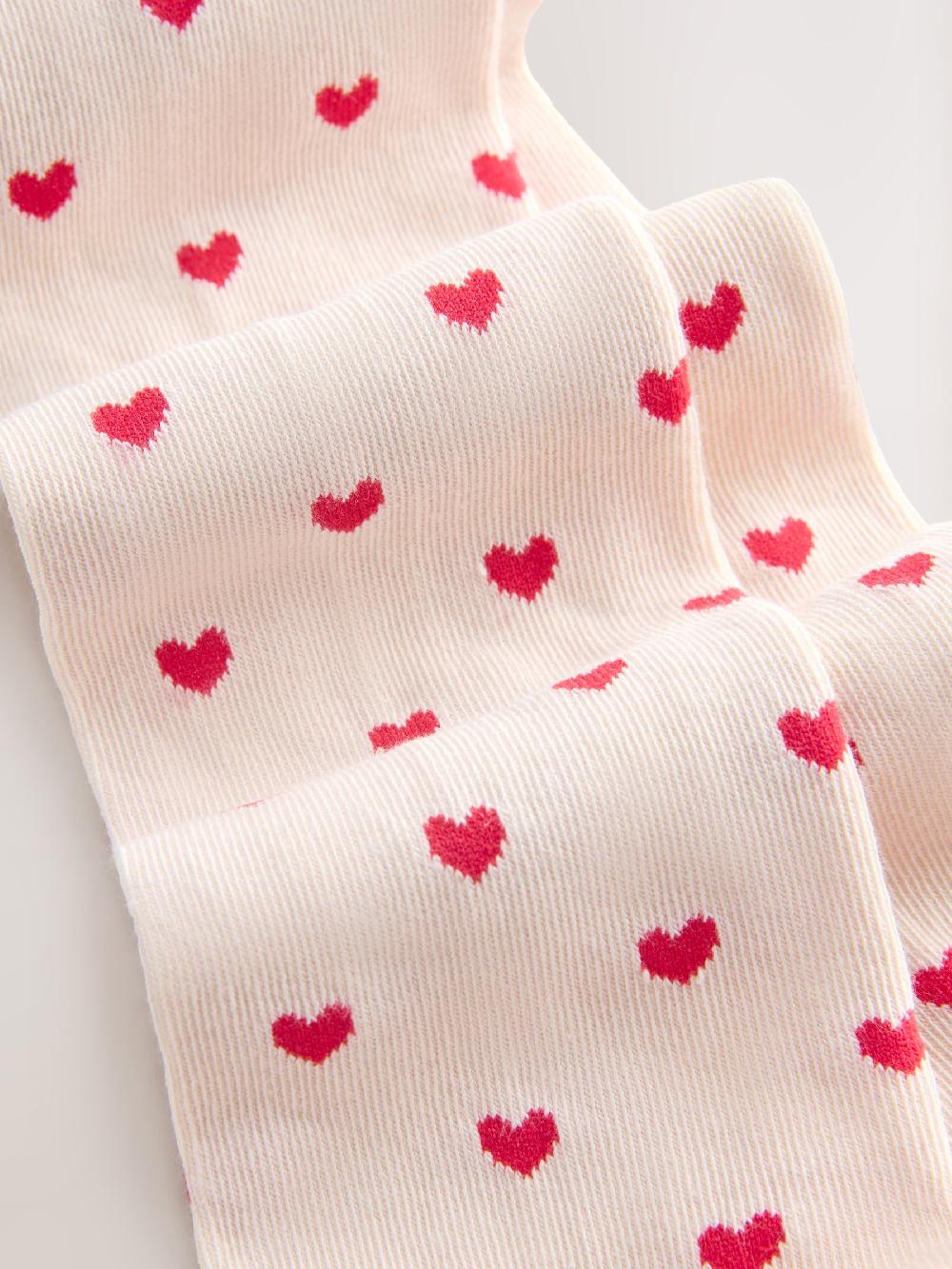 seraphine Cream/Red Cotton Rich Heart Tights