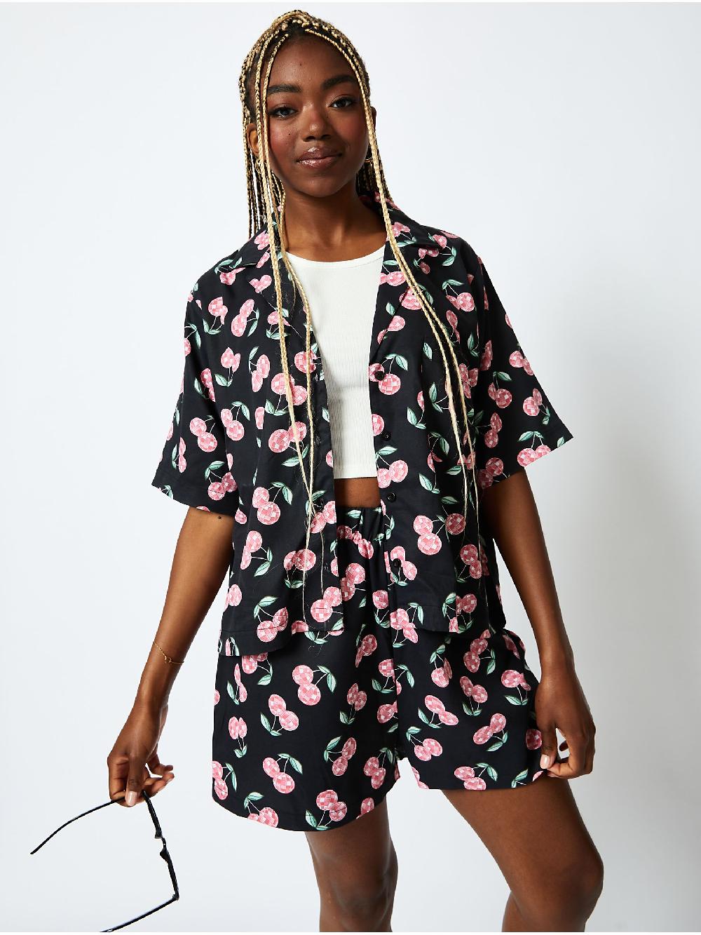 seraphine Disco Cherry Shirt in Black