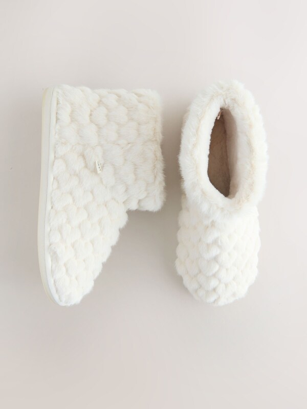 Seraphine Ecru Faux Fur Heart Slipper Boots
