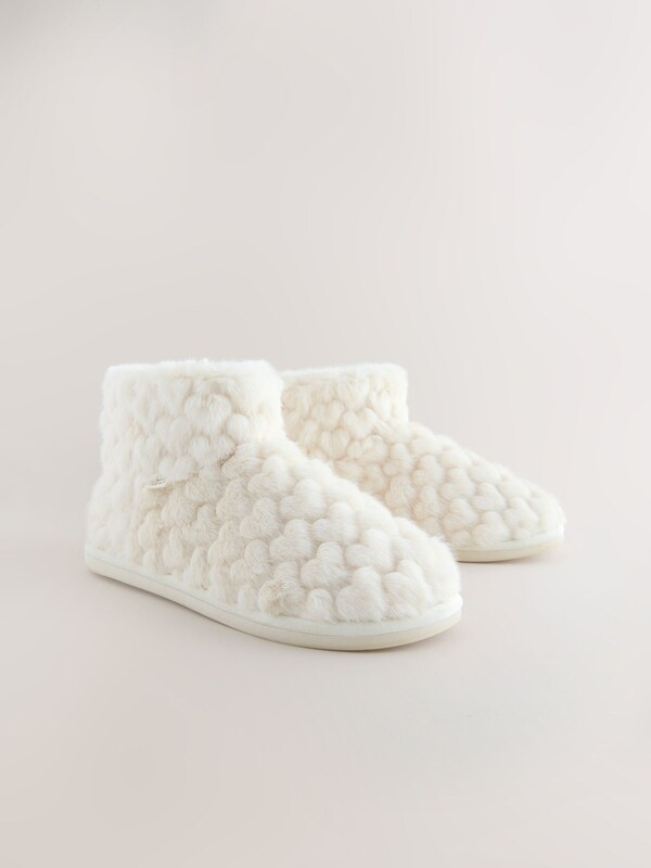 Seraphine Ecru Faux Fur Heart Slipper Boots