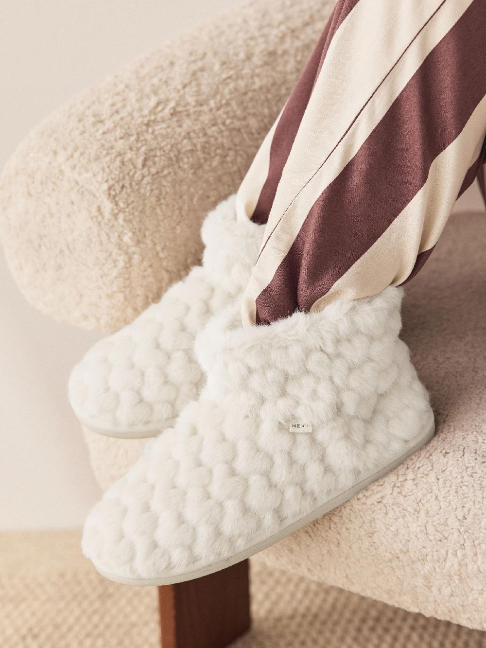 seraphine Ecru Faux Fur Heart Slipper Boots