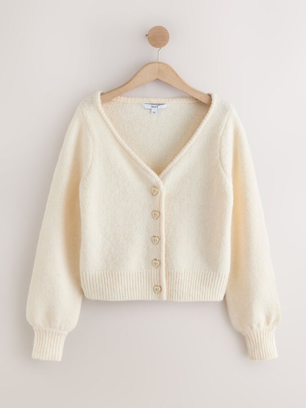 Seraphine Ecru Heart Button Cardigan With Wool