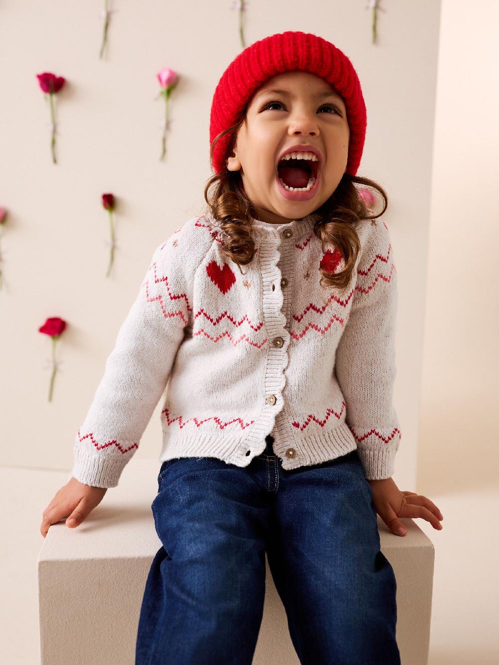 seraphine Ecru Heart Yoke Cardigan (3mths-7yrs)