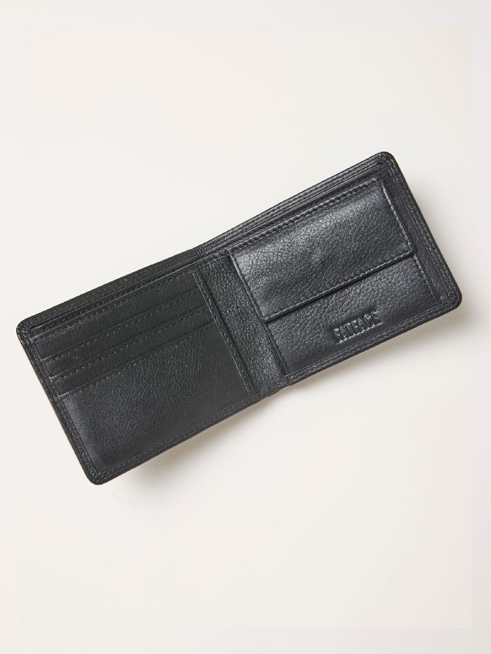 seraphine FatFace Black Twin Stitch Leather Wallet