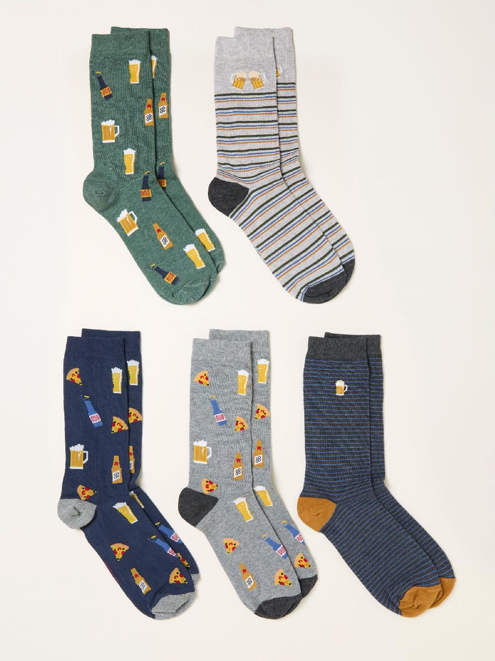 seraphine FatFace Grey 5 Pairs of Beer Socks