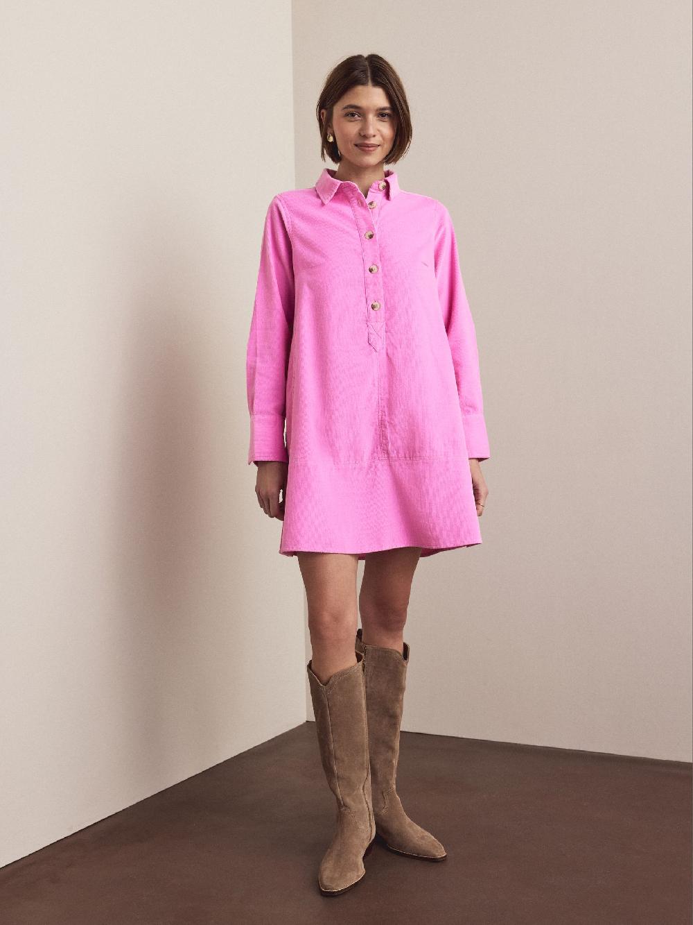 seraphine Fluro Pink Cord Overhead Mini Dress