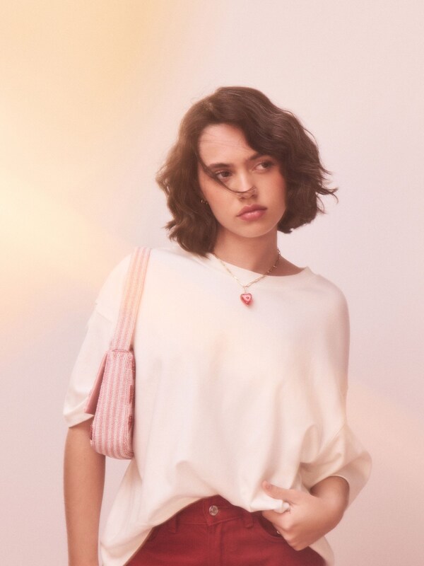 Seraphine Gold Tone Red Heart Pendant Necklace