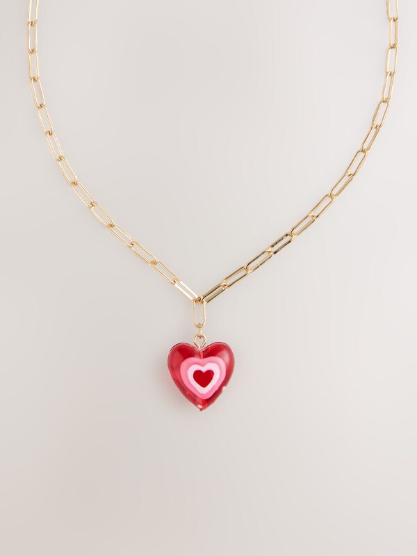 Seraphine Gold Tone Red Heart Pendant Necklace