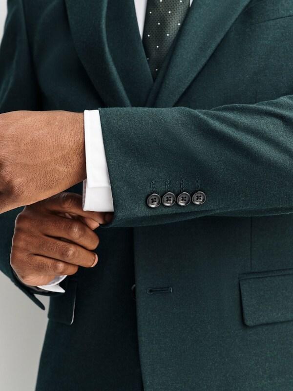 Seraphine Green Slim Fit Flannel Suit Jacket