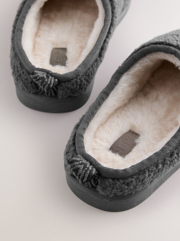 Seraphine Grey Borg Mule Slippers