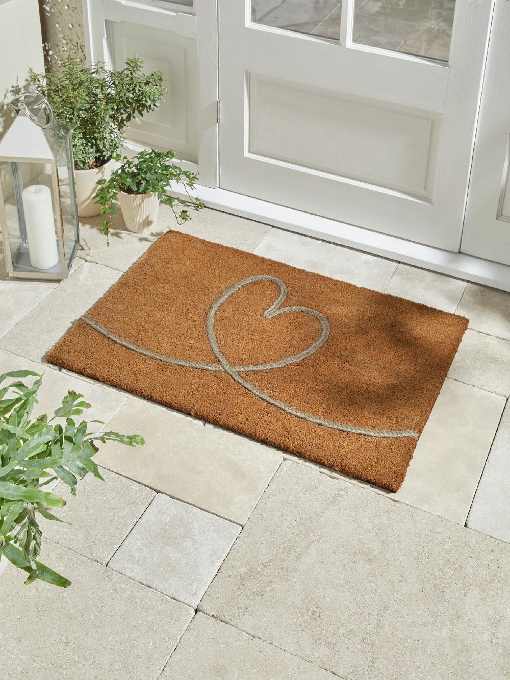 seraphine Grey Braided Heart Doormat
