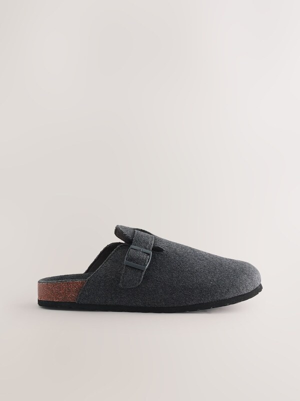 Seraphine Grey Buckle Mule Slippers