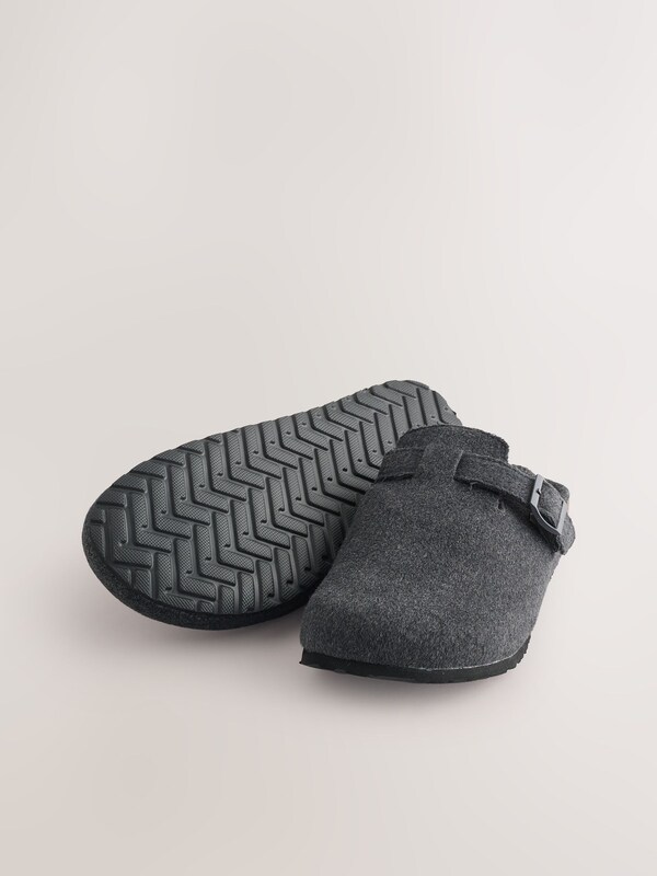 Seraphine Grey Buckle Mule Slippers