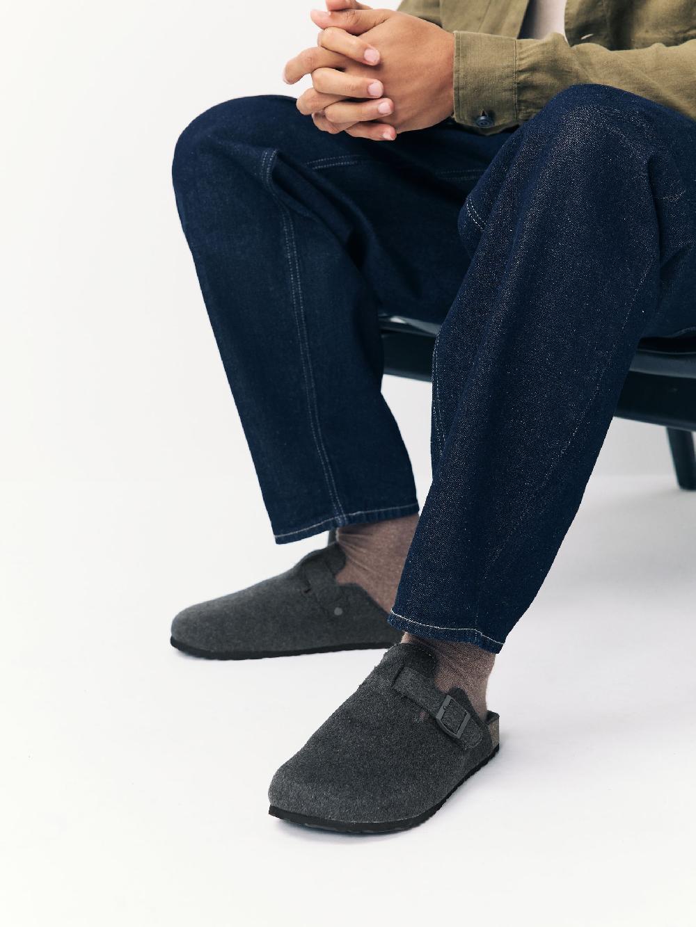 seraphine Grey Buckle Mule Slippers